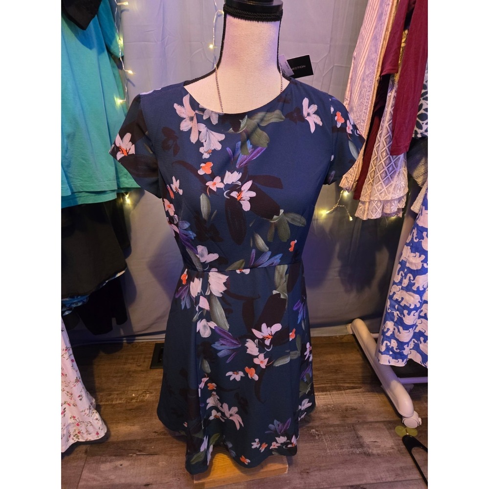 French Connection NWT Dress Teal Sz 6 Floral Lined Pockets MSRP $148 71IPO